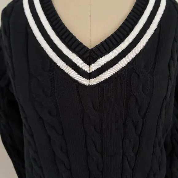 Hope & Henry Women's Long Sleeve V-Neck Cricket Cable Knit Sweater Size XL - Picture 2 of 8